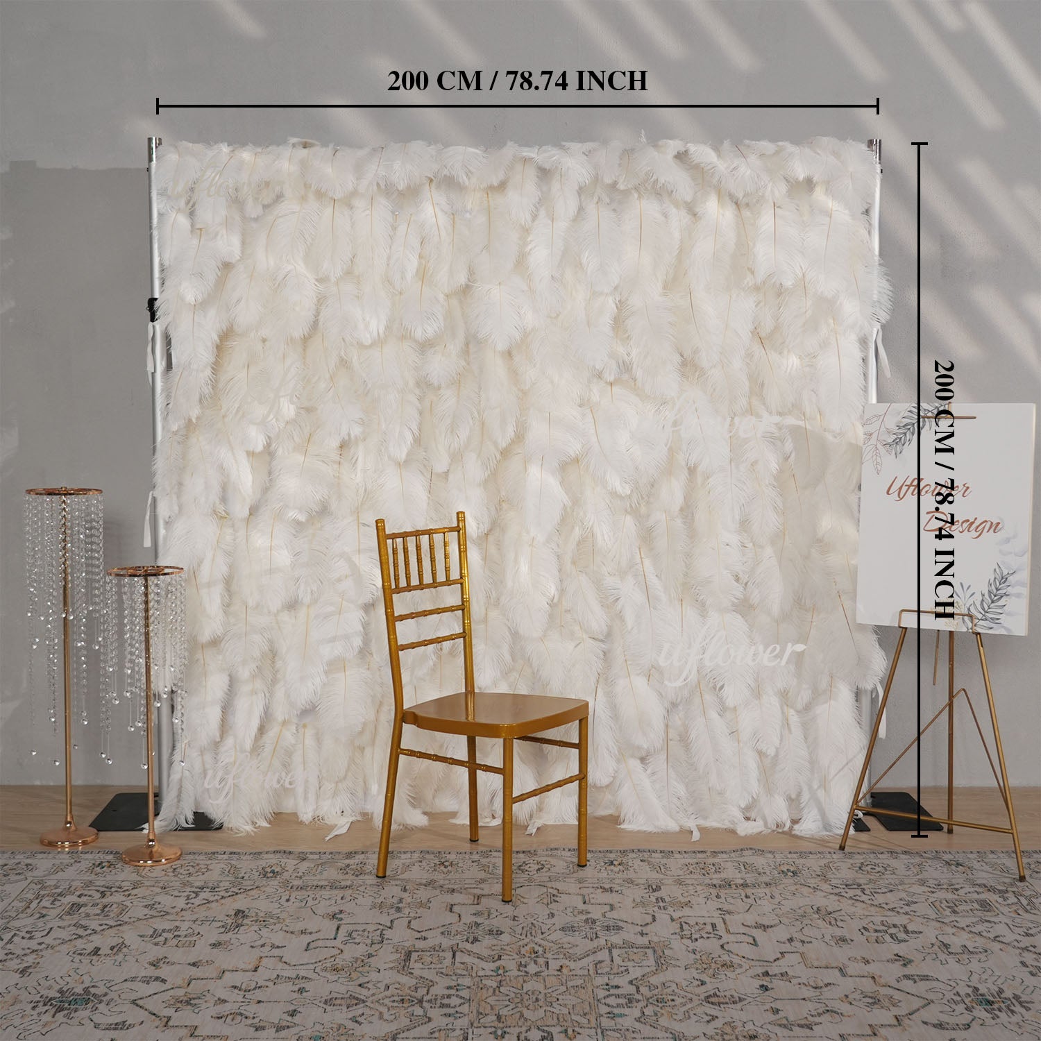Uflower Artificial White 5D Flower Wall Wedding Backdrop Deco Birthday Party
